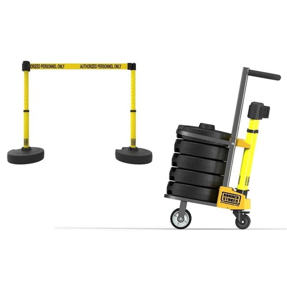 Banner Stakes PL4004 Plus Cart Package, Yellow Authorized Personnel Only Banner