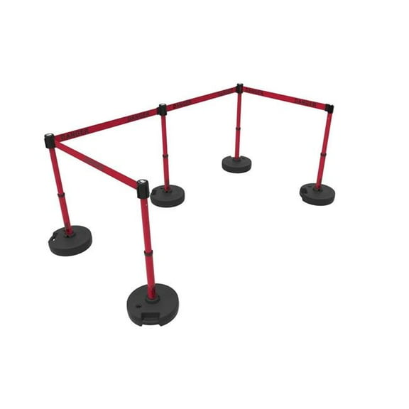 Banner Stakes PL4564 Plus Barrier Set X5 with Red Double Sided Danger Banner