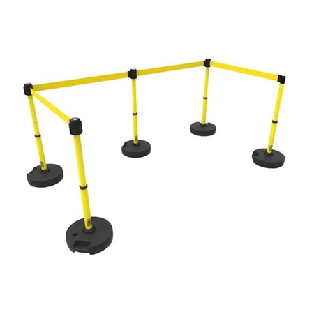 Banner Stakes PL4592 Plus Barrier Set X5 with Blank Yellow Banner