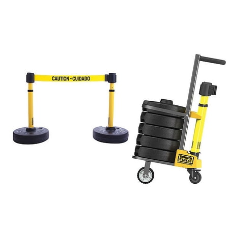 Banner Stakes PLUS Barricade,Yellow,Caution - Cuidado PL4002