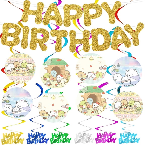 Banner Sumikko Gurashi Party Supplies Decoration Hanging Ceiling Swirls Streamer Birthday Wall Decor