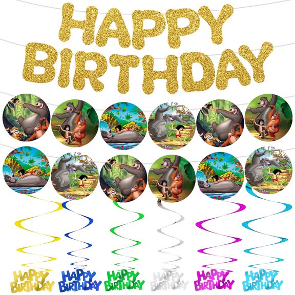 Banner The Jungle Pre-Strung Book Party Decorations Decor Supplies Garland Hanging Swirl Sign Whirls Birthday