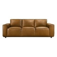 thumbnail image 1 of Bannerman Mid Century Modern Furniture Style Living Room Leather Sofa in Tan, 1 of 7