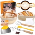 thumbnail image 1 of Banneton Basket Set of 2, 10" Oval & 9.7" Round Banneton Bread Proofing Basket with Liners, Bread Lame, Silicone Baking Mat, Danish Whisk, Brush, Proofing Bowls Sourdough Starter Kit Tools, 1 of 4