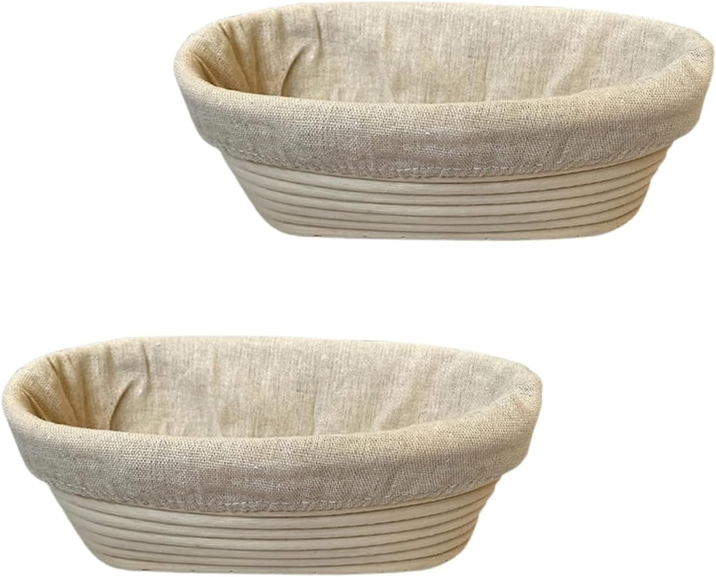 Banneton Basket Set Of 2, Oval Shaped Dough Proofing Bowls, Perfect For Professional & Home Sourdough Bread Baking-Send Goods From Local Warehous