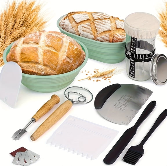 Banneton Bread Anti-Counterfeiting Basket, Baking Supplies, Complete Beginner'S Toolkit, Bread Puller, Danish Dough Whiskey, Bread Basket, Bread Banneton Basket (Sage Green)
