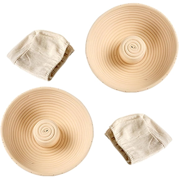 Banneton Bread Proofing Basket:9 Inch Sourdough Proofing Basket with Liner for Bread Baking, Homemade Rattan Banneton Proofing Basket,Proofing Bowls for Sourdough Bread Making,Round,2PCS