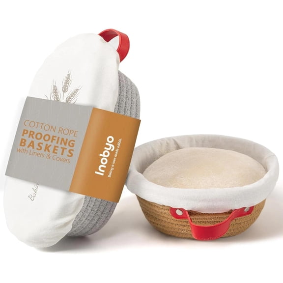 Banneton Bread Proofing Basket Set, 10" Oval & 9" round Cotton Rope Proofing Bas