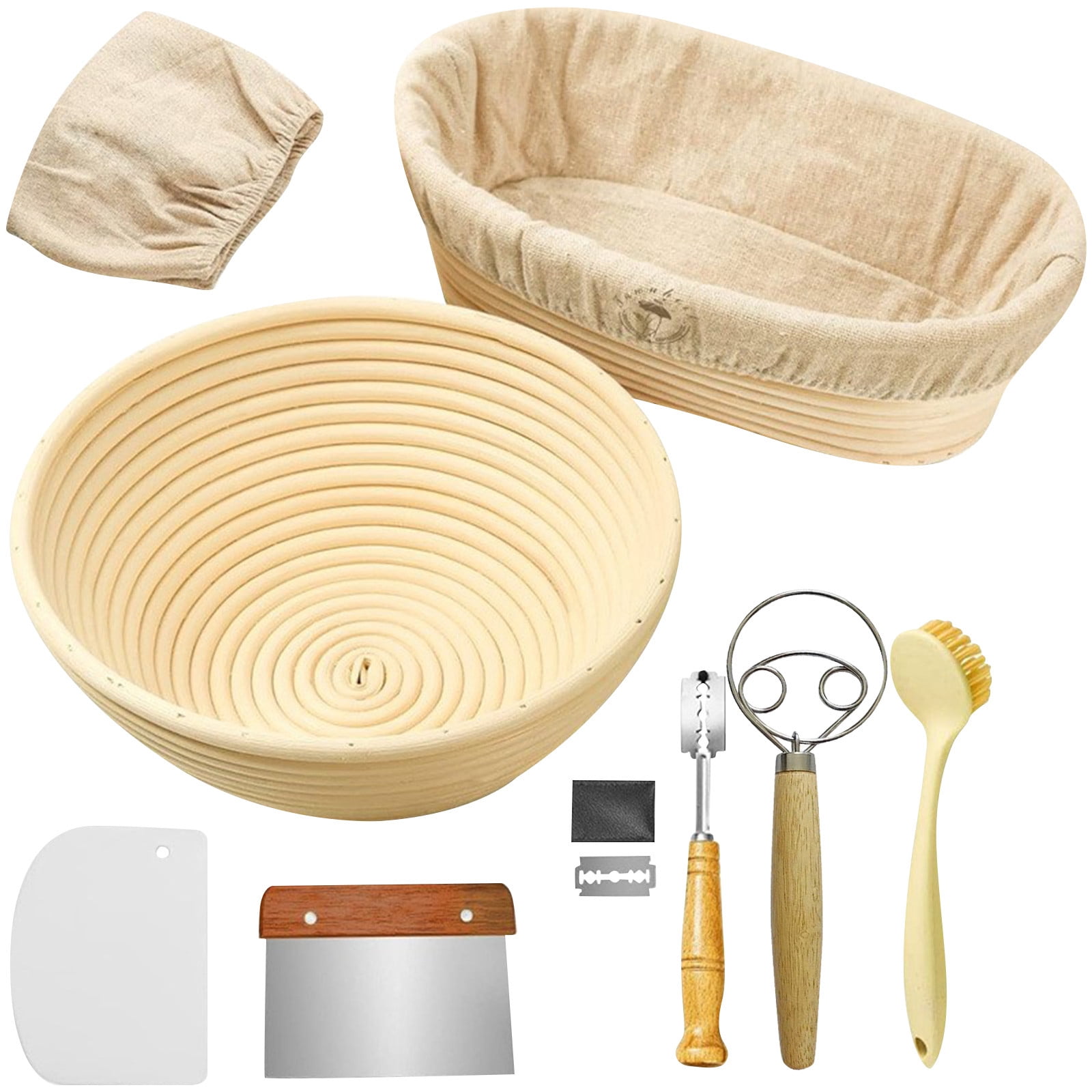 JETABLE Bread Sourdough Banneton Proving Basket Kit - 10-inch Oval & 9