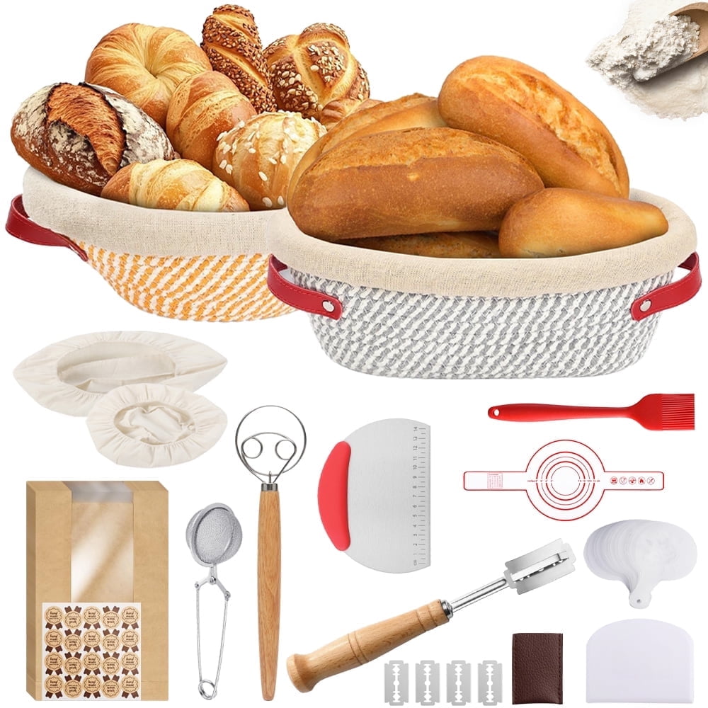 Cotton Rope Bread Proofing Baskets with Liners & Covers