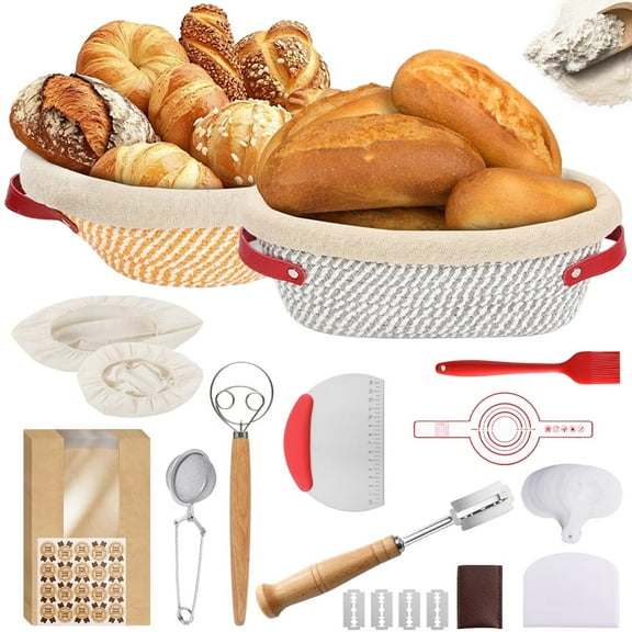 Cotton Rope Bread Proofing Baskets with Liners & Covers