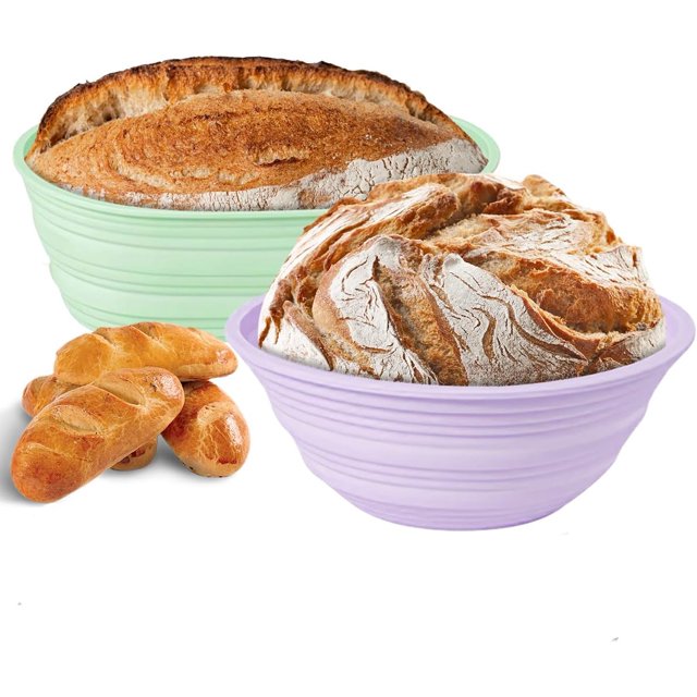 Bread Proofing Basket Set Of 2, 10'' Oval & 9'' Round Silicone