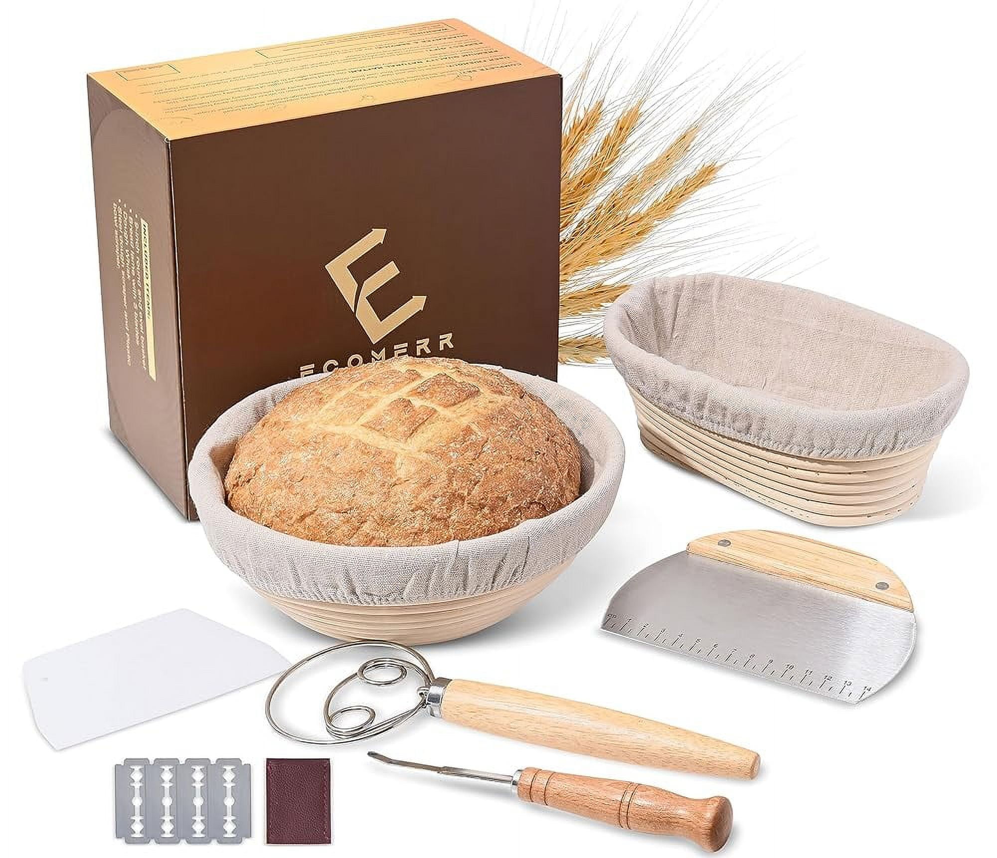 Bread Proofing Basket Set Of 2 Round & Oval Rattan Proofing
