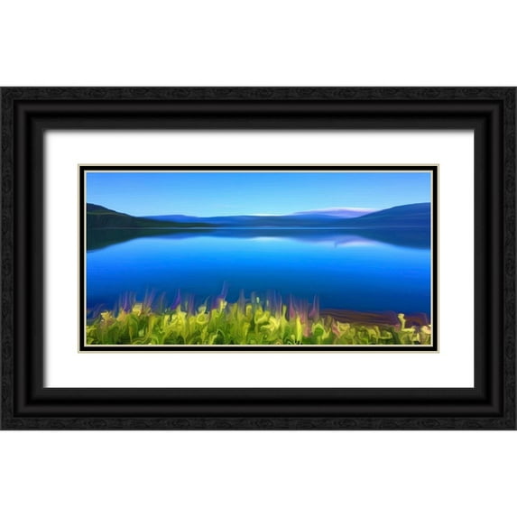 Bannon, Heidi 18x11 Black Ornate Wood Framed with Double Matting Museum Art Print Titled - Norway Fjord Oil
