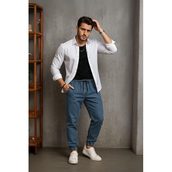 Banny Jeans Men's Jogger Sweatpants, Blue, Size M