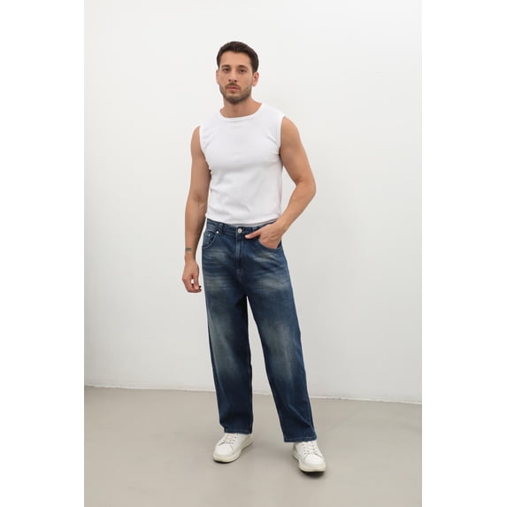 Banny Jeans Men's Regular Fit Jeans, Navy Blue, Size L