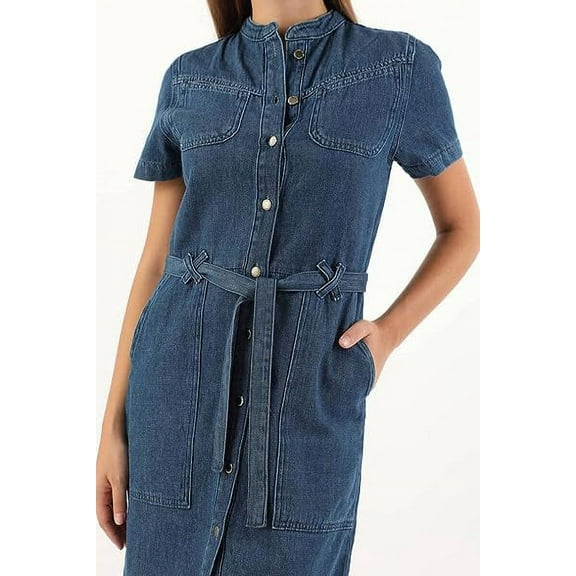 Banny Jeans ® Women's Denim Short Sleeve Dress Button Down Belted Jean denim dress Summer Outfits for women