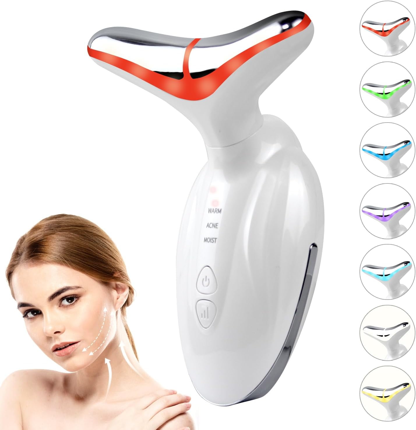 Banome Red Light Therapy for Face, 7 Color LED Facial Light Therapy, RED Light Device(White)