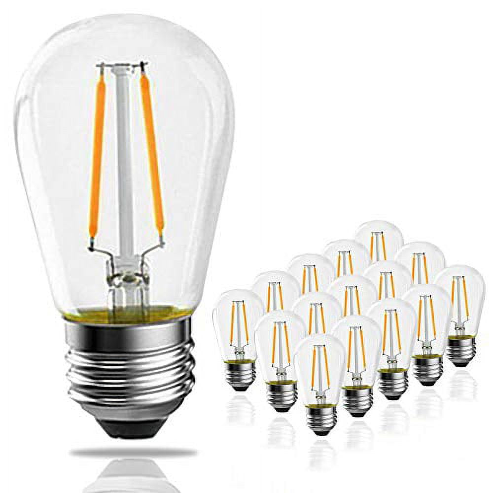 Dimmable White S14 LED Filament Bulbs for Outdoor Use, 2W