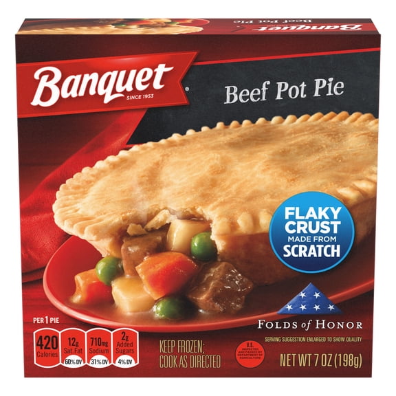 Banquet Beef Pot Pie, Frozen Meal, 7 oz.