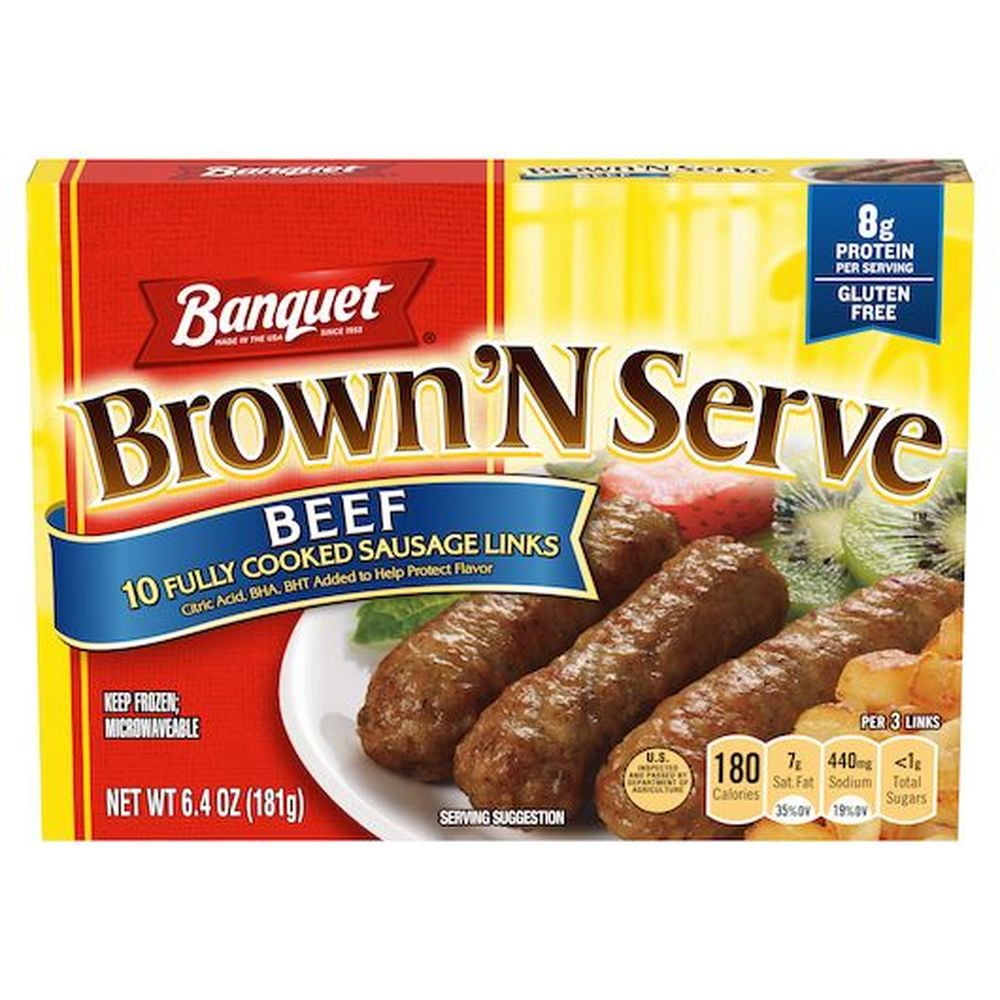 Banquet Brown N Serve Beef Sausage Link, 6.4 Ounce -- 12 per Case.