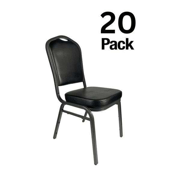 Banquet Chair - Crown| Black Vinyl on Silver Vein Frame, 20 pack