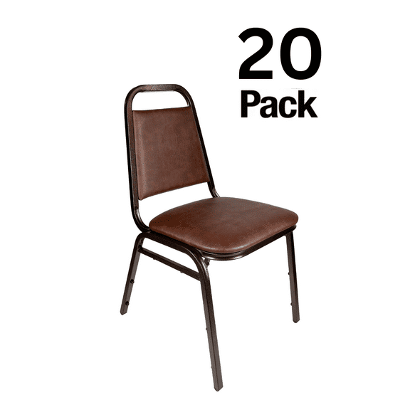Banquet Chair - Trapezoid | Brown Vinyl on Copper Vein Frame, 20 Chair Bundle by Chivari