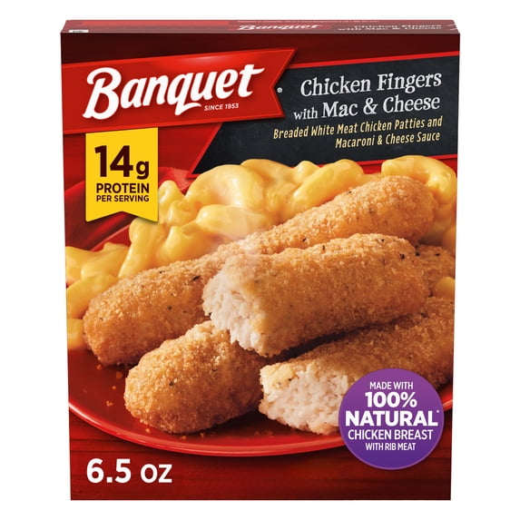 Banquet Chicken Fingers With Mac & Cheese, 14g Protein, Frozen Meal, 6.5 oz.