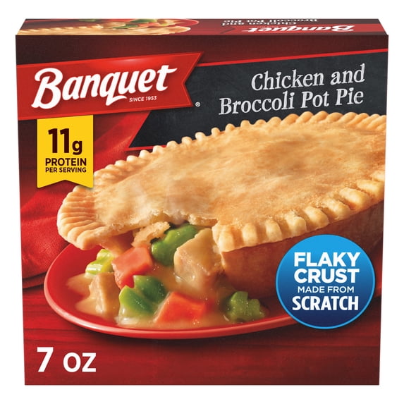 Banquet Chicken and Broccoli Pot Pie, Frozen Meal, 7 oz.