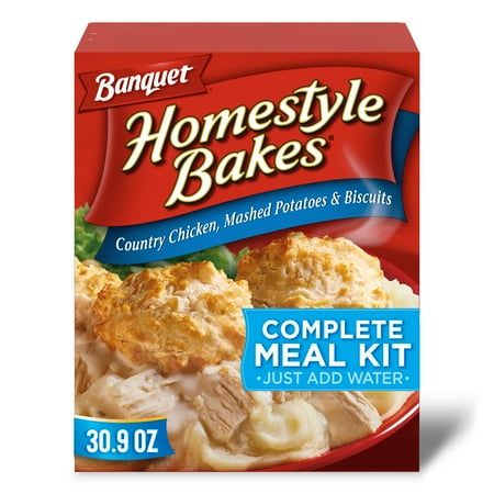 Banquet Homestyle Bakes Country Chicken, Mashed Potatoes and Biscuits, Meal Kit, 30.9 oz