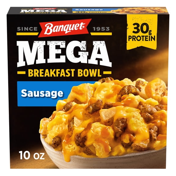 Banquet MEGA Breakfast Bowl Sausage, 30g Protein, Frozen Meal, 10 oz. Bowl