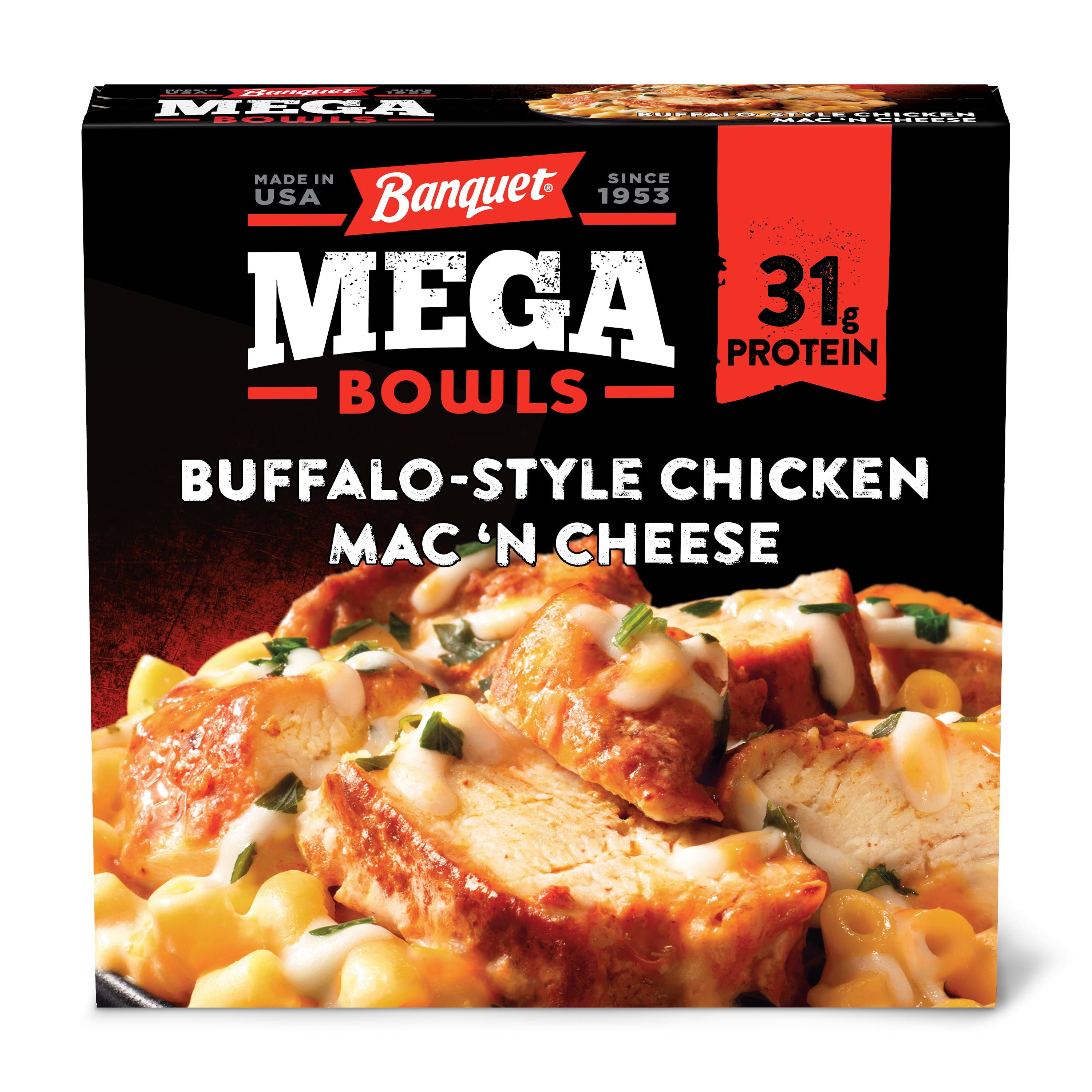 Banquet Mega Bowls Buffalo-Style Chicken Mac 'N Cheese Frozen Meal, 14 ...