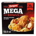 thumbnail image 1 of Banquet MEGA Bowls Sesame Chicken Lo Mein, 20g of Protein, Frozen Meal, 13.5 oz., 1 of 9