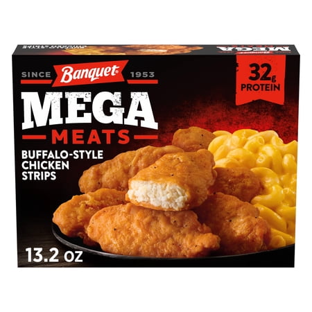 Banquet MEGA Meats Buffalo-Style Chicken Strips, 32g Protein, Frozen Meal, 13.2 oz.