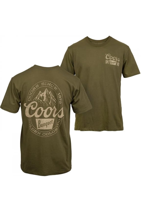 Banquet Mountain Logo Front & Back Print T-Shirt, Green - Large