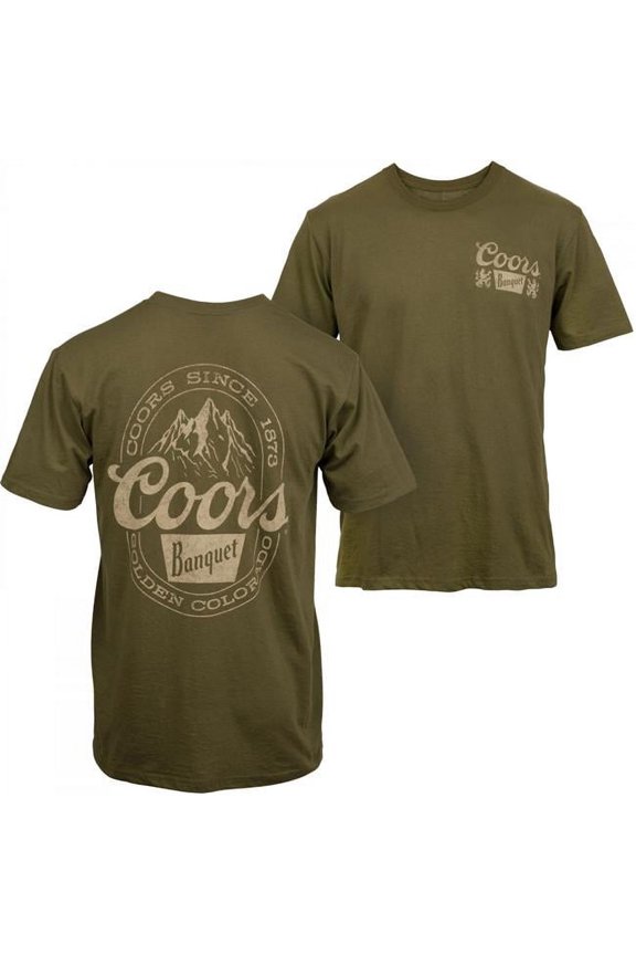 Banquet Mountain Logo Front & Back Print T-Shirt, Green - Medium