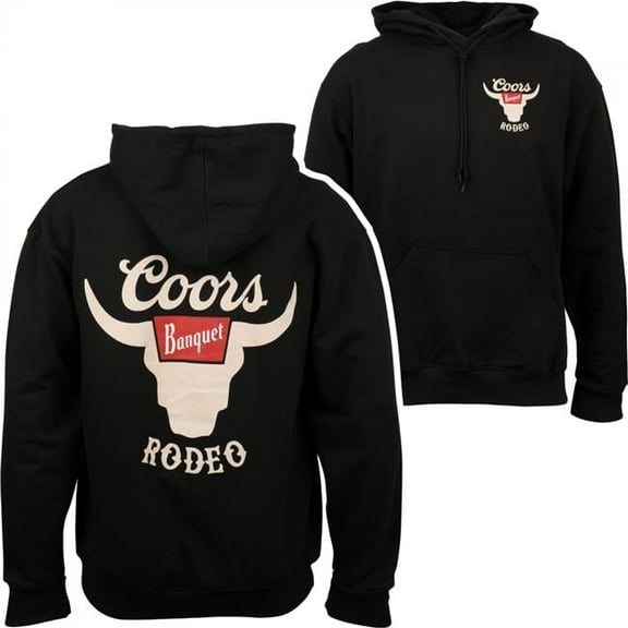 Banquet Rodeo Horns Logo Front & Back Print Hoodie, Black - Extra Large