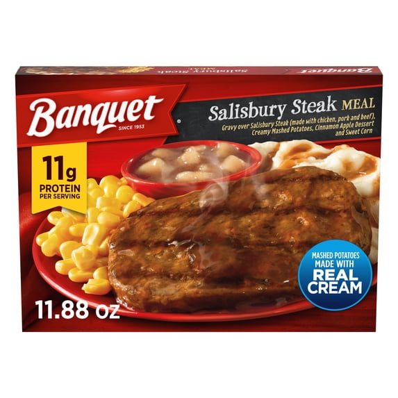 Banquet Salisbury Steak, 11g of Protein, Frozen Meal, 11.88 oz.