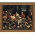thumbnail image 1 of Banquet Scene 34x28 Large Gold Ornate Wood Framed Canvas Art by Jacopo Bassano, 1 of 2