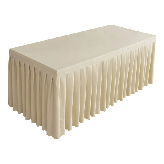 Banquet Table Skirt, Solid Color Polyester Table Cover with Ruffled Edge, Decorative Tablecloth for Conference, Party, Wedding, 47.2x15.7x29.5 Inches