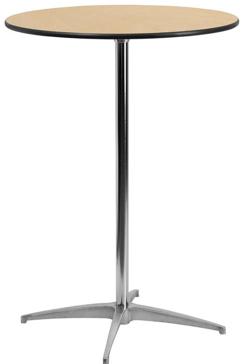 Round Birch Wood Bar Height Table with Chrome Base