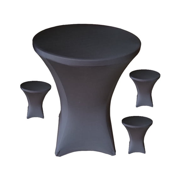 Banquet Tables Pro 4 Pack 32 x 43 Spandex Cocktail Tablecloth Black