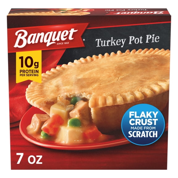 Banquet Turkey Pot Pie, Frozen Meal, 7 oz.