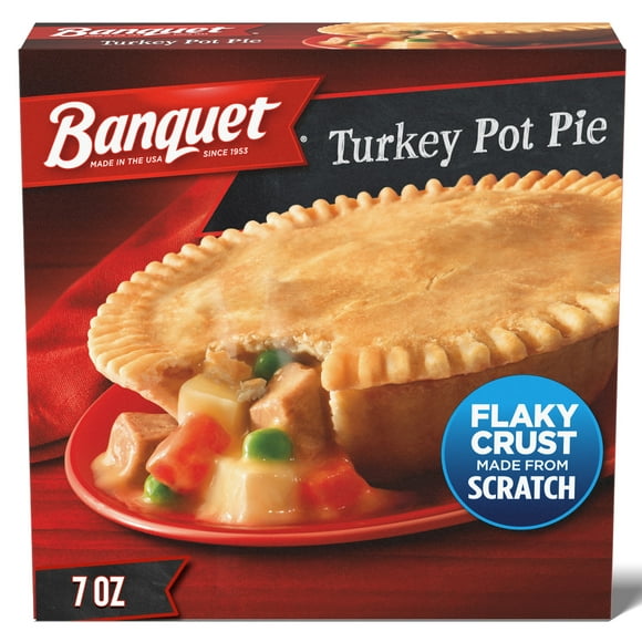 Banquet Turkey Pot Pie, Frozen Meal, 7 oz.