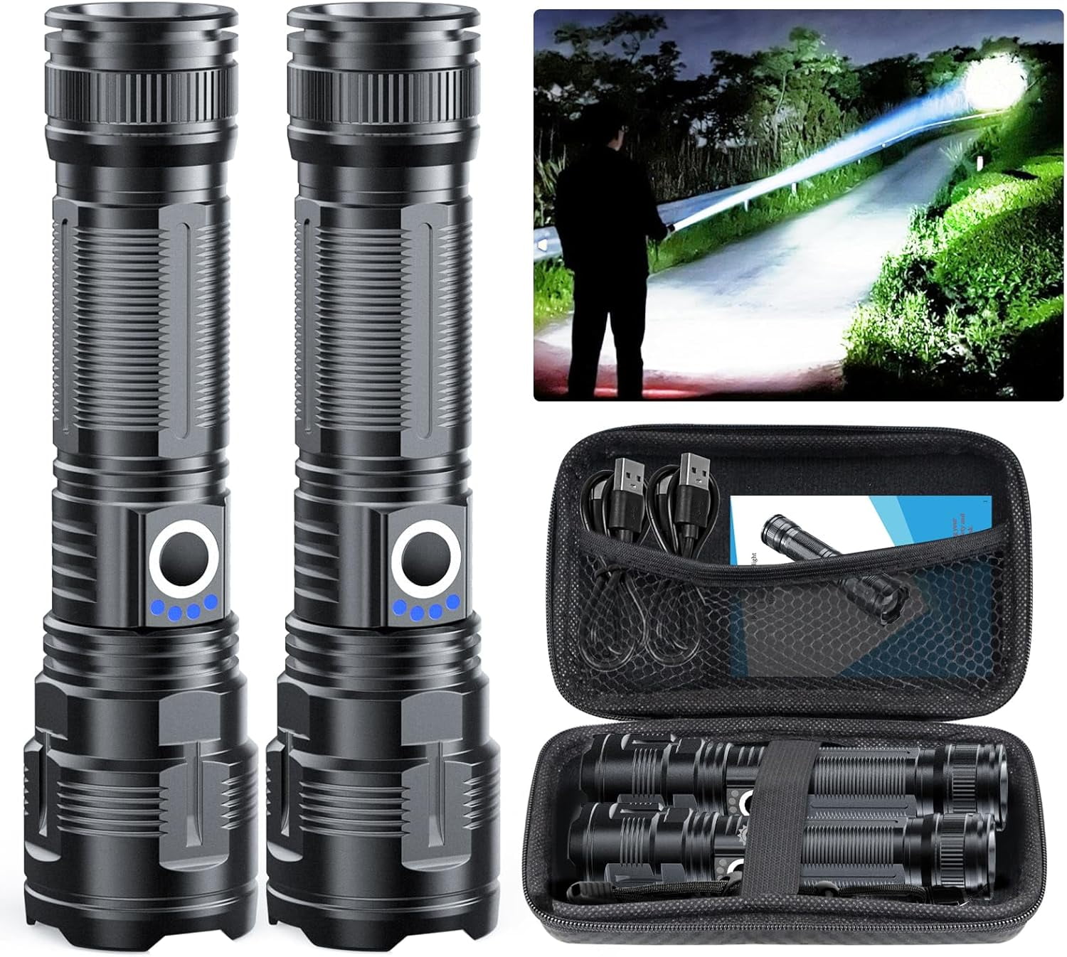 Backlighting Flashlight Banral 2Pack Rechargeable Tactical Flashlight, High Lumens LED ...