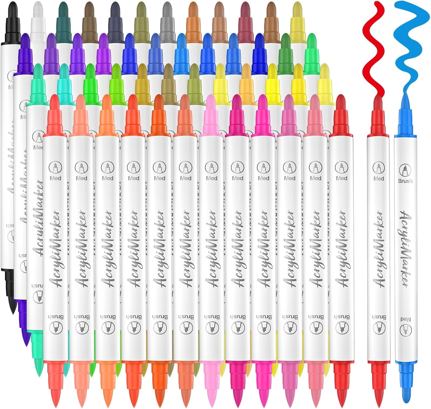 Banral 48 Pcs Dual Tip Acrylic Paint Pens Markers for Beganner  Stone, Wood Glass, DIY Crafts