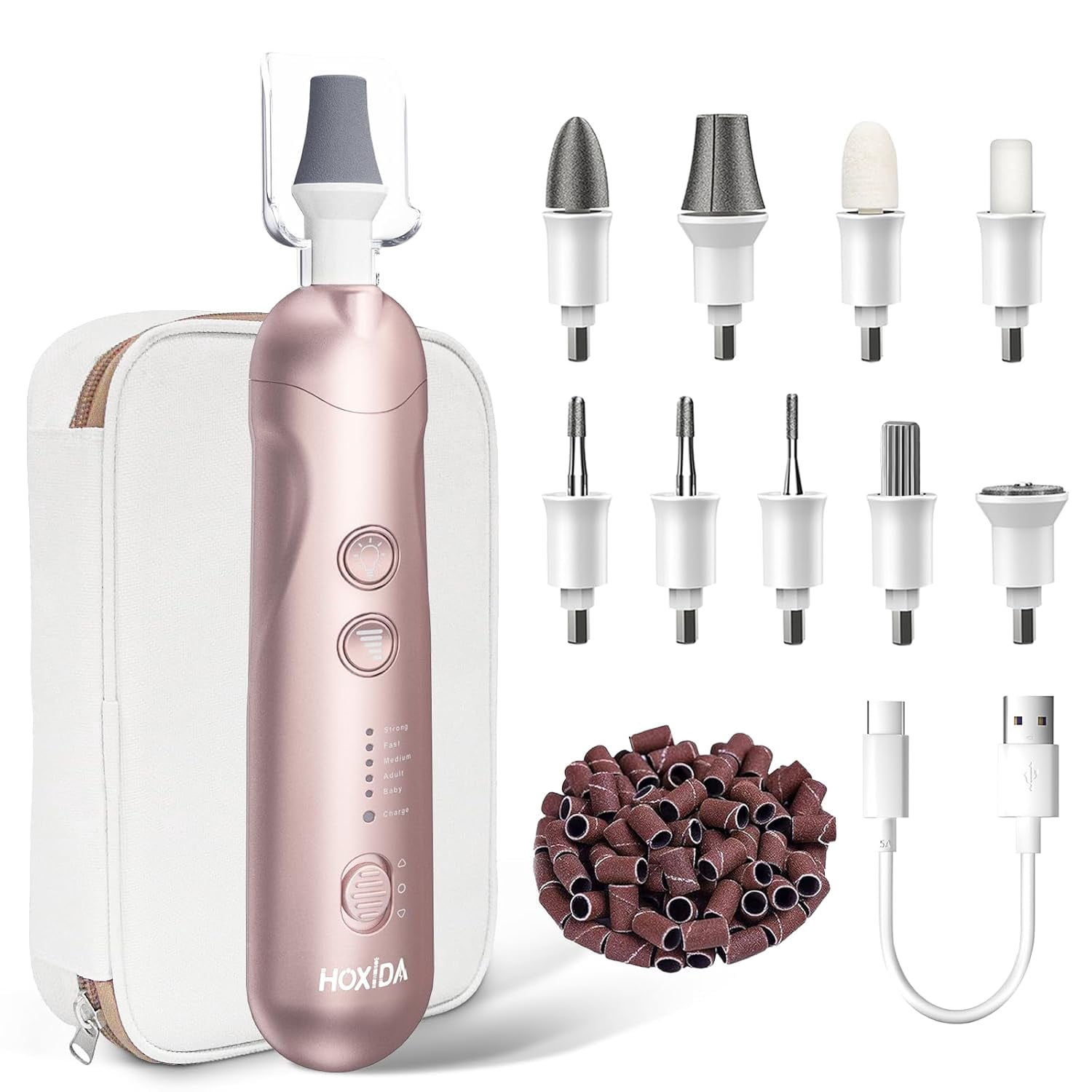 Banral Cordless Manicure Pedicure Kit for feet,20000 RPM Professional Nail Grinder for Senior Thick Toenail,5 Speeds for Hand Feet Care