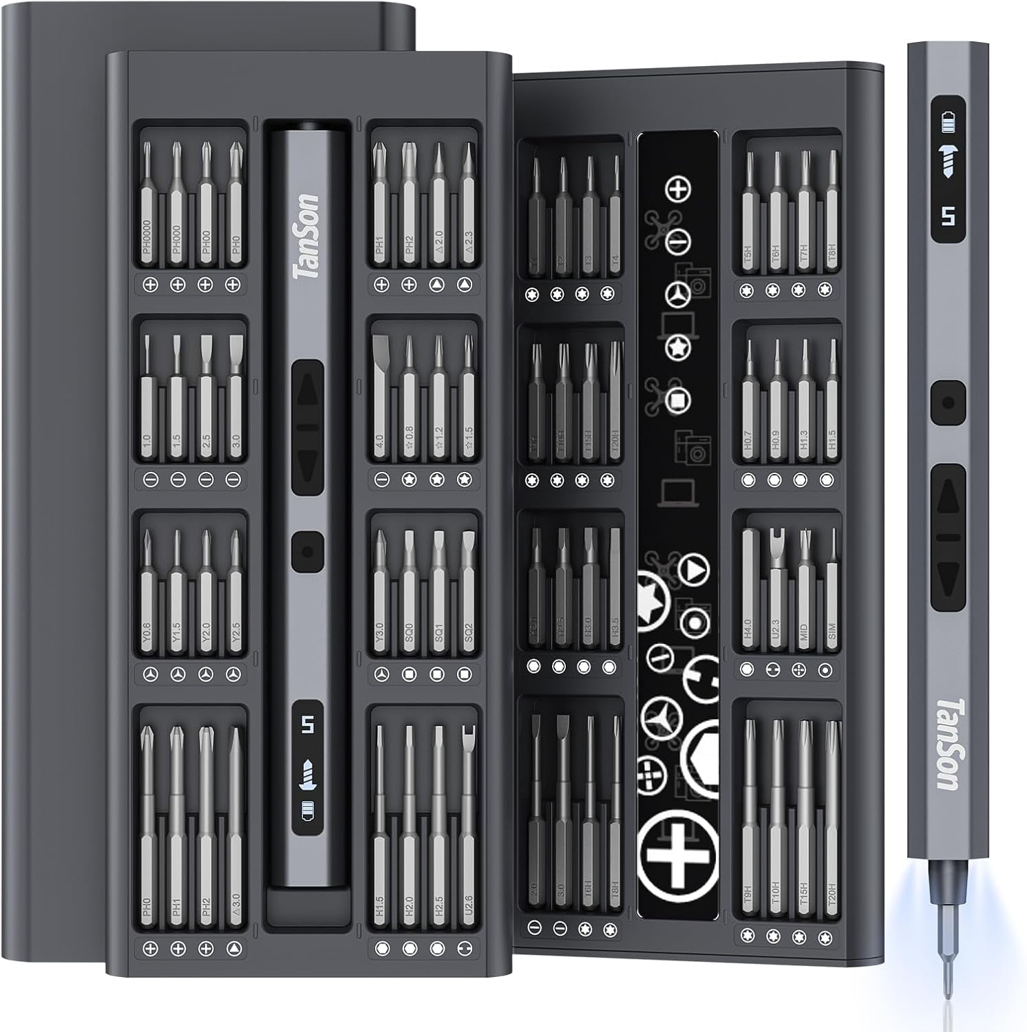 Banral Mini Electric Screwdriver Set,3.7V Precision Screwdriver Set 66 in 1 Magnetic Drill,HD Display,5 Torque Settings,4 LED Lights, Portable Repair Tool Kit for Computer,Phone, Watch,Camer,Glasses