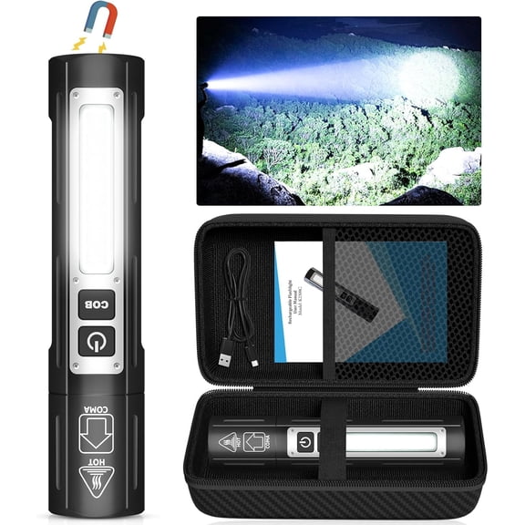 Banral Rechargeable Flashlights High Lumens - Super Bright Small Pocket Magnetic Flashlight, 8 Modes LED Tactical Flash Light, Dual Button Powerful Flashlight for Camping,Stocking Stuffer for Men