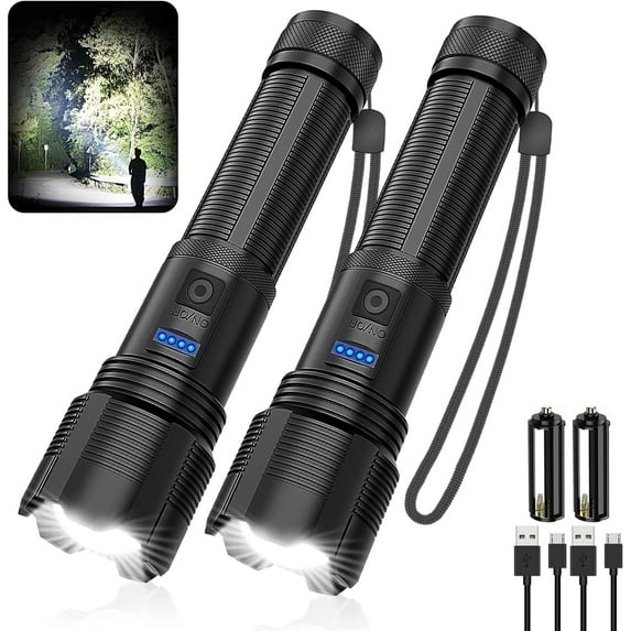 Rechargeable Flashlight, 3500 High Lumens LED Flashlight with Magnetic Base, IPX6 Waterproof, 5 Modes & Zoomable, for Hunting, Camping, Emergency, Home, Car Repair